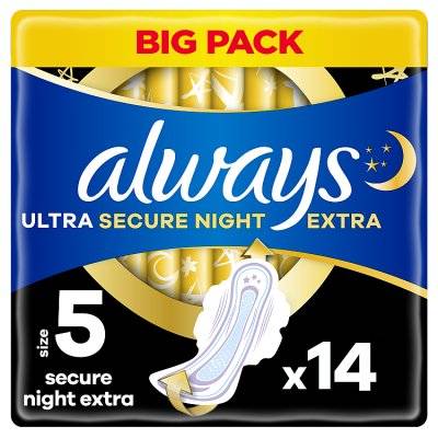 Always Ultra Sanitary Towels Secure Night Extra Size5 (14s)