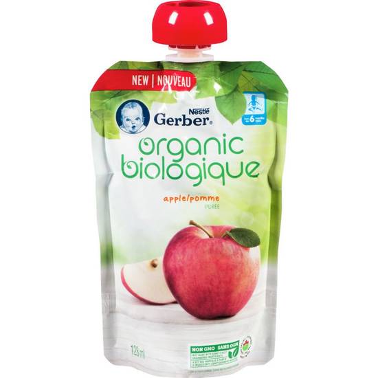 Gerber purée biologique de pommes en sachet, gerber (128 ml) - organic purée apple baby food (128 ml)