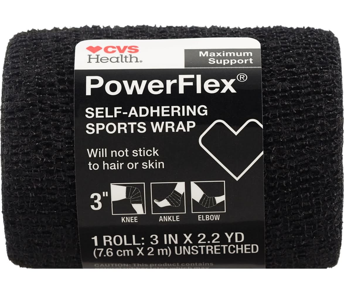 CVS Health Maximum Support Self Grip Athletic Bandage, 3x70 in, Black