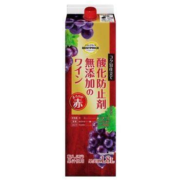 トップバリュ ベストプライス 酸化防止剤無添加のワイン 赤 1800ml