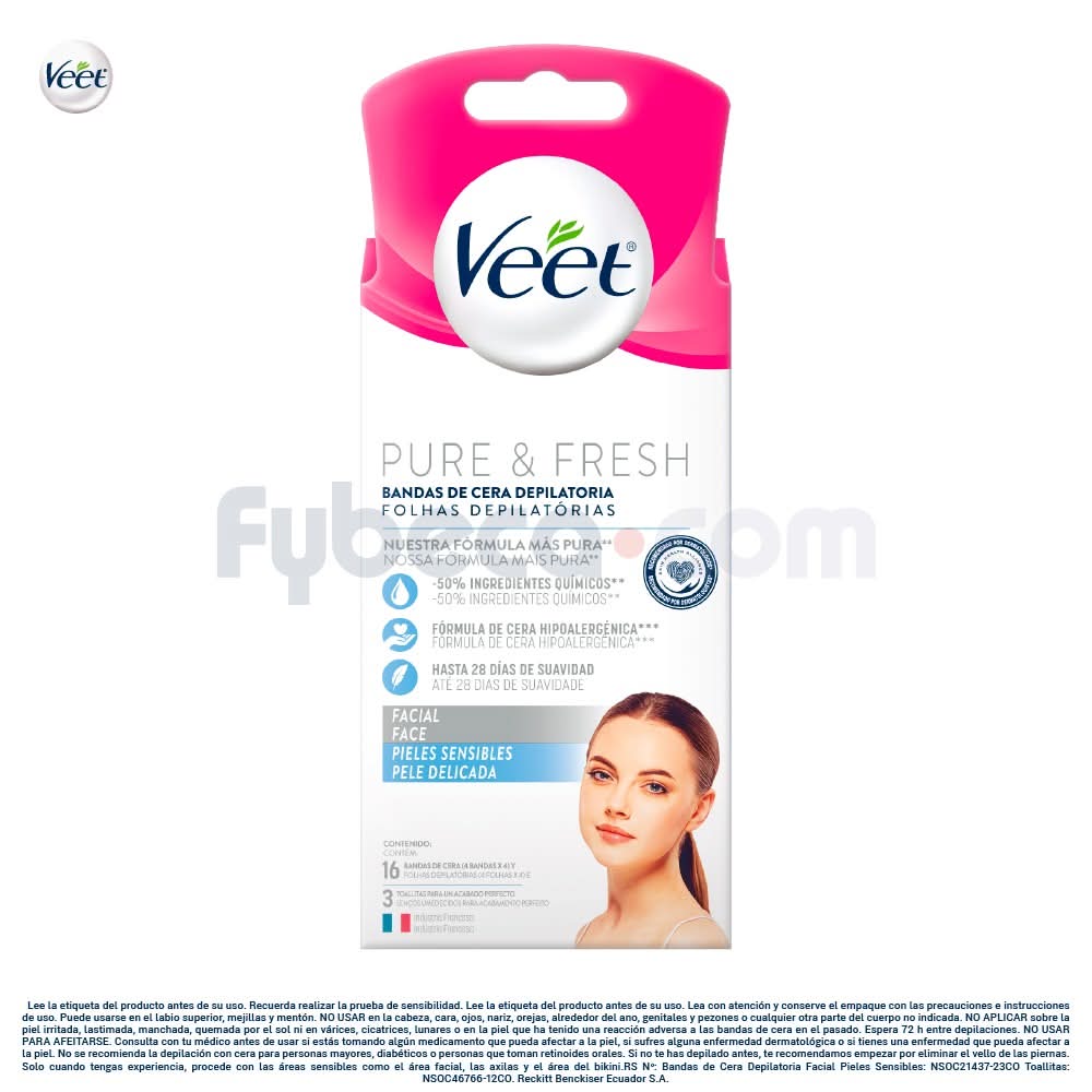 Veet Bandas De Cera Depilatoria Facial Pieles Sensibles