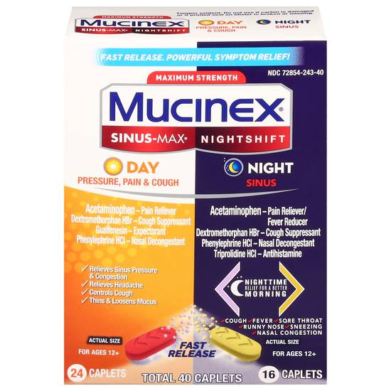 Mucinex Maximum Strength Sinus-Max & Nightshift Caplets