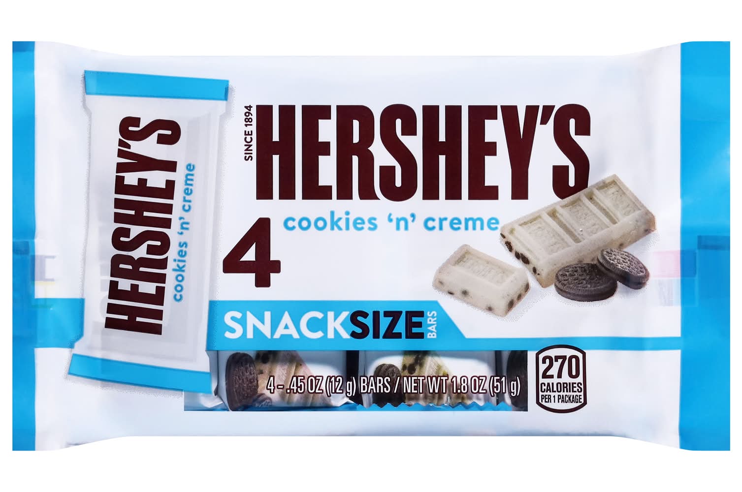 Hershey's Candy Bars, Cookies 'N' Creme (4 x 0.45 oz)