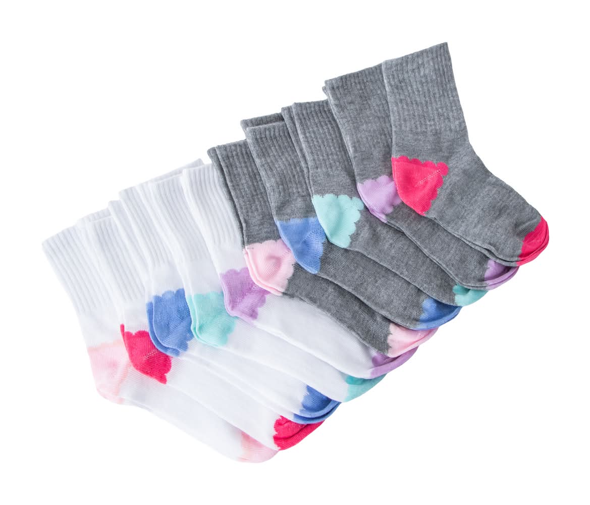 Girls Mid Crew Socks 10-Pairs Color heels