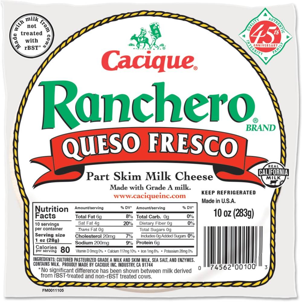 Cacique Ranchero Part Skim Milk Queso Fresco Cheese