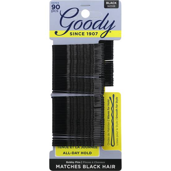 Goody Bobby Pins Black Hair Pins Secure Hold (90 ct)