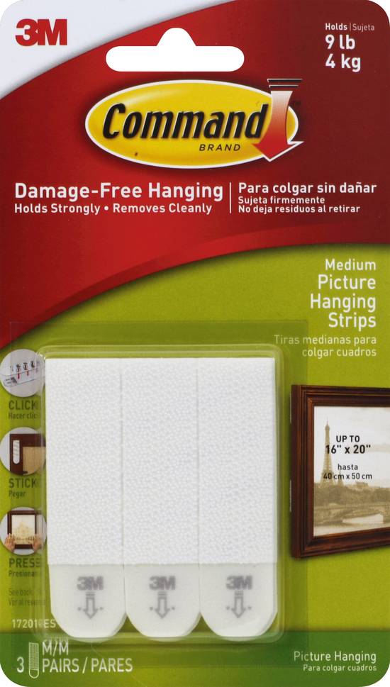 3M Command Damage-Free Medium Picture Hanging Strips (3 ct)