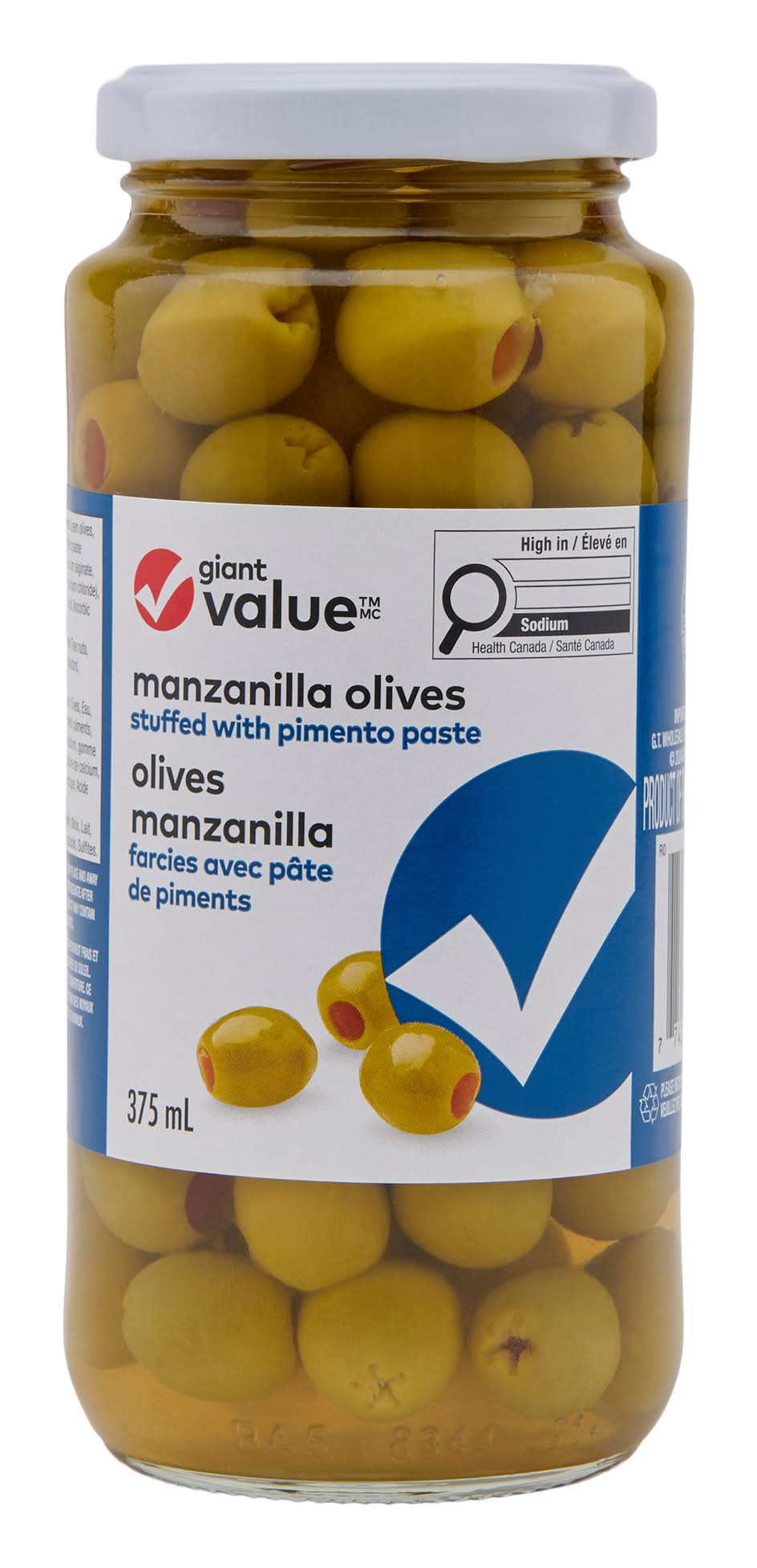 Giant Value Manzanilla Olives, 375 ml