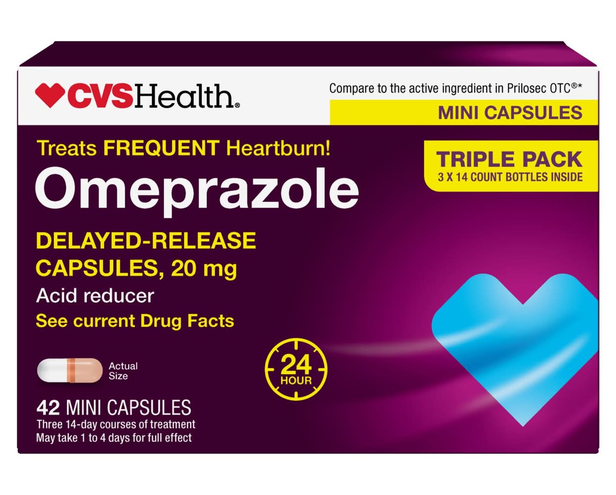 Cvs Omeprazole Delayed Release, Mini Capsule, 42 Ct