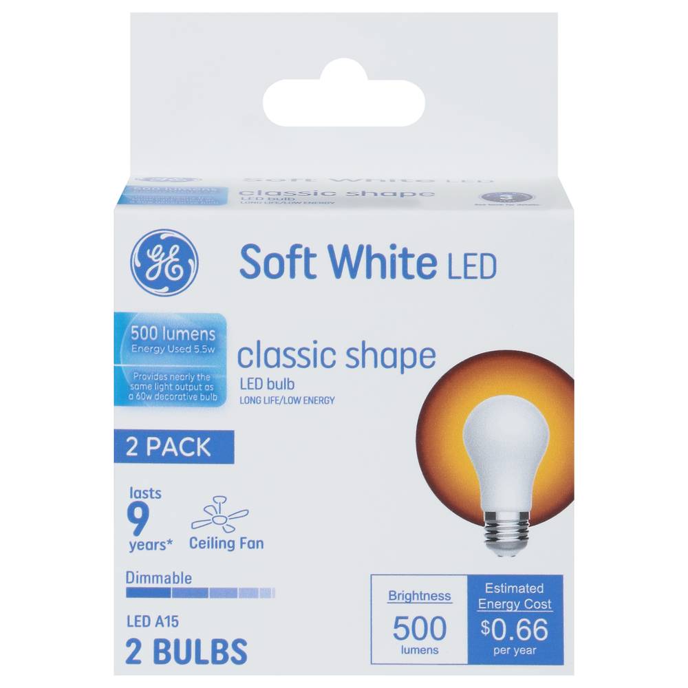 General Electric Soft White Led Classic Shape Light Bulbs (2 ct)