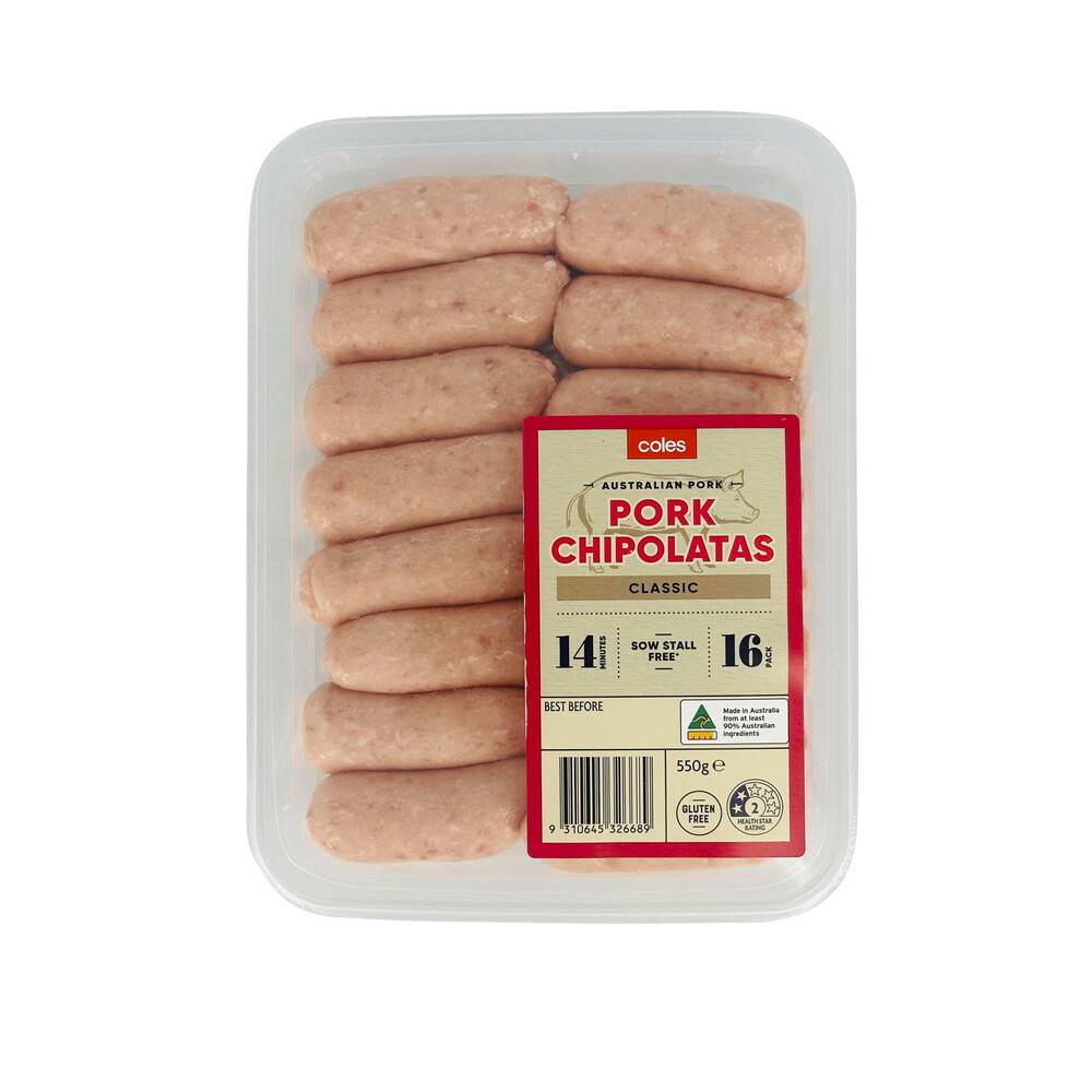 Coles Pork Chipolatas 550g