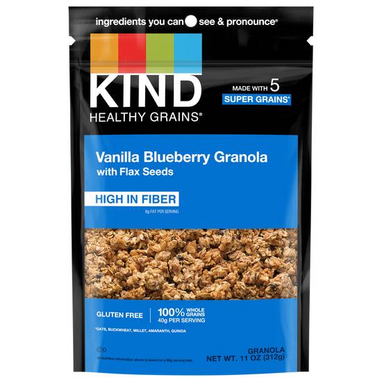 Kind Healthy Grains Vanilla Blueberry Granola With Flax Seeds