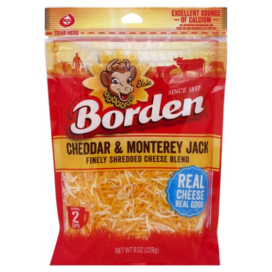Borden Shredded Cheddar & Monterey Jack Cheese (8 oz)