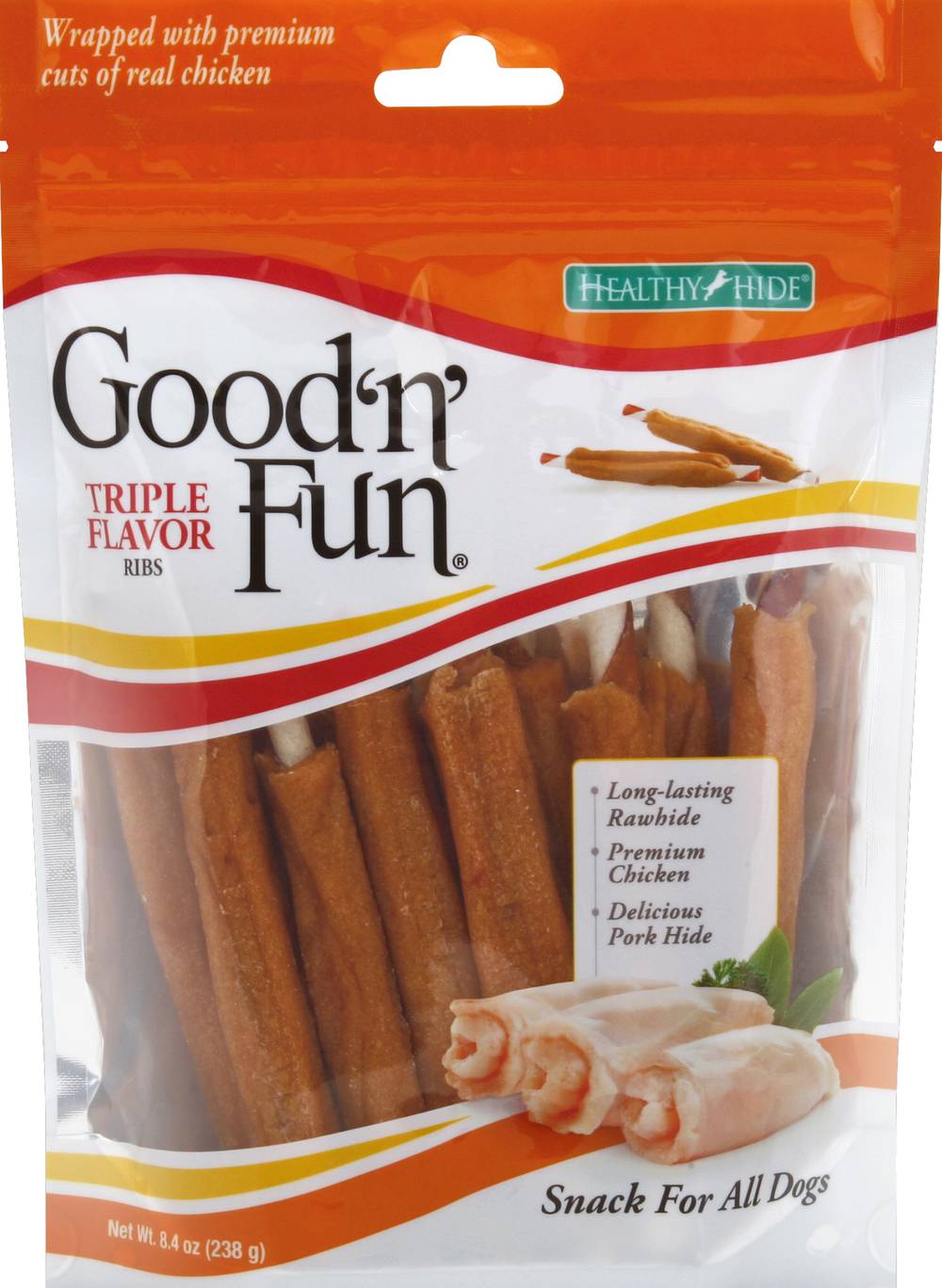 Healthy Hide Good 'N' Fun Triple Flavor Ribs Dog Treats (8.4 oz)