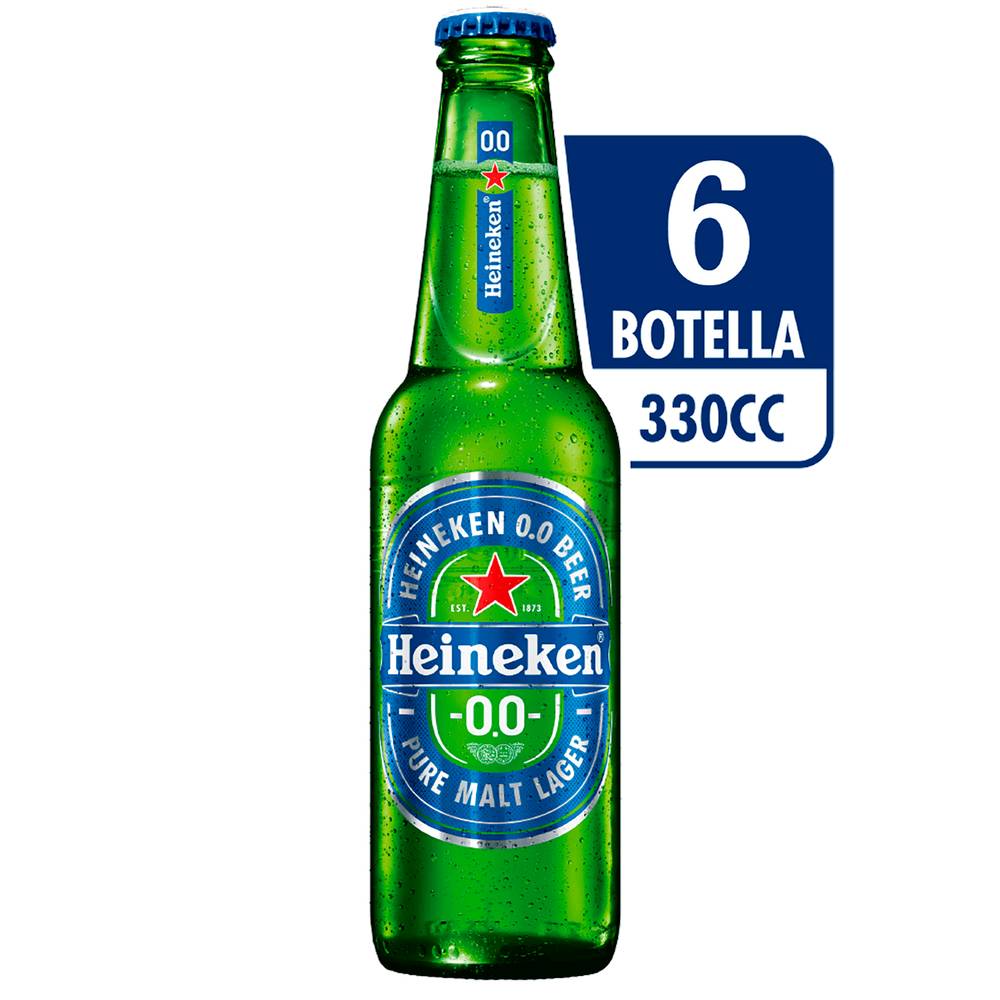 Heineken pack cerveza lager sin alcohol (6 pack, 330 ml)