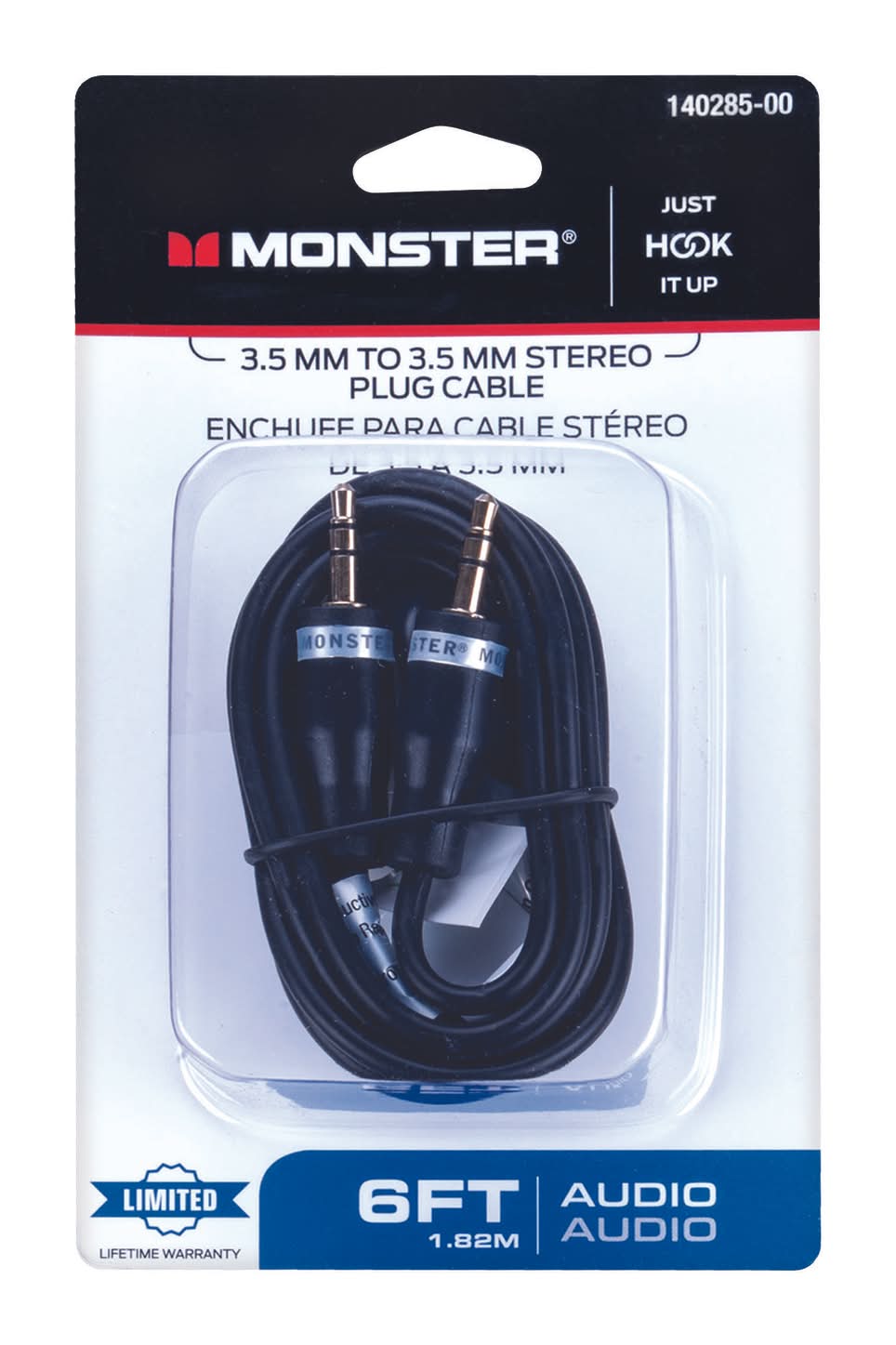 Monster Just Hook It Up 6 Ft. L Stereo Audio Cable 3.5 Mm
