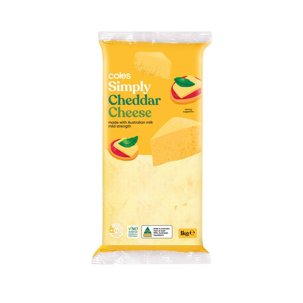 Coles Cheddar Cheese Block 1kg