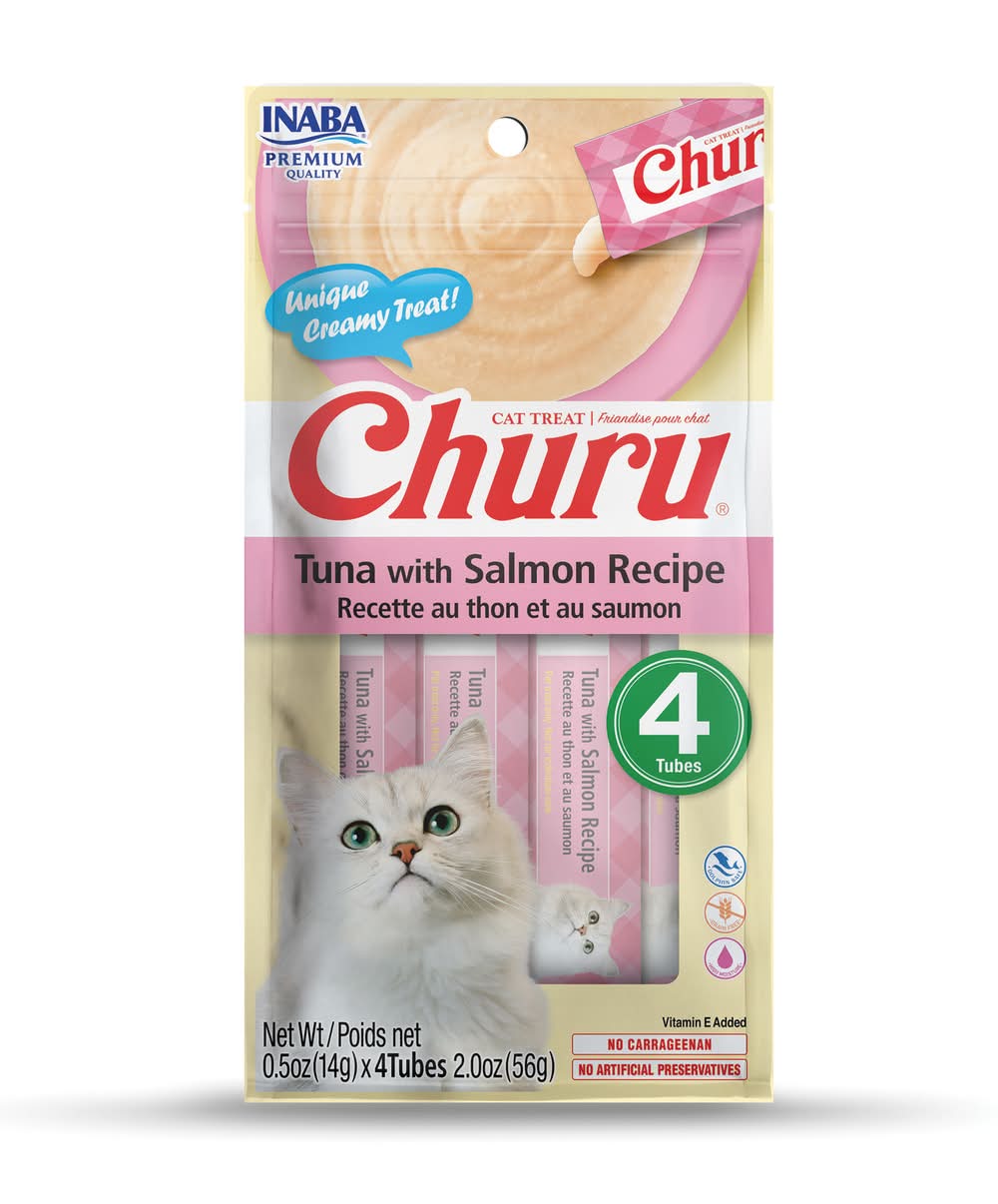 INABA Churu Tuna Recipe Cat Treats, Salmon (0.5 oz, 4 ct)