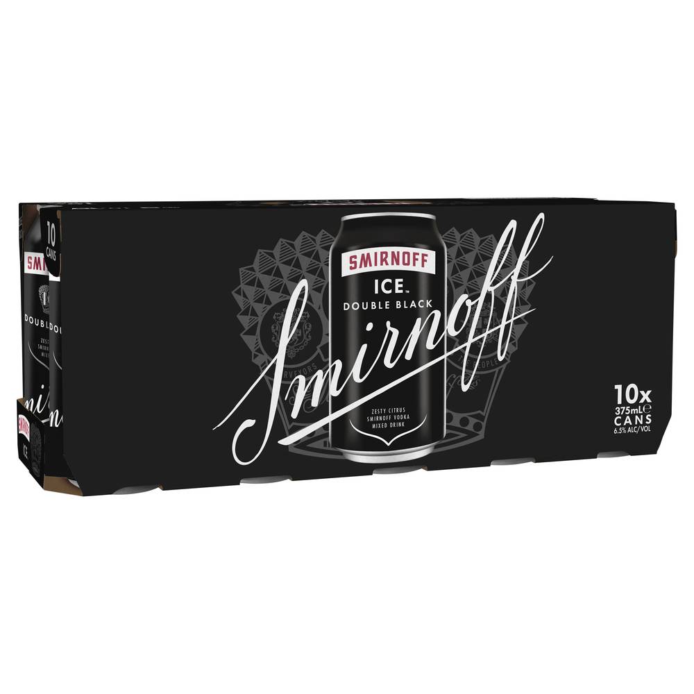 Smirnoff Ice Double Black Can 375mL  X 10 Pack