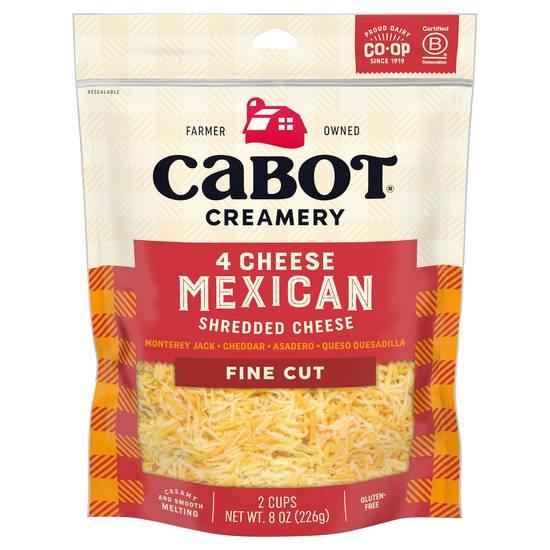 Cabot Fine Cut 4 Cheese Mexican Shredded Cheese