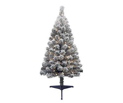 4' Flocked Pine Pre-Lit Artificial Christmas Tree with Clear Lights