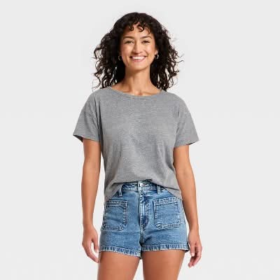 Universal Thread Short Sleeve T Shirt, Women, M, Gray