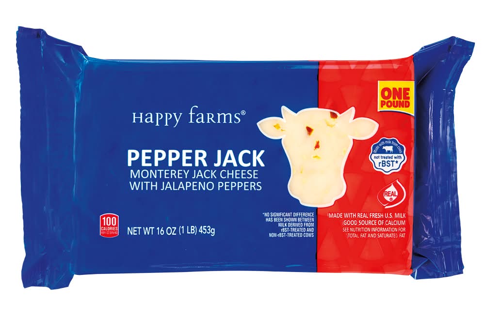 Happy Farms Monterey Jack Cheese With Jalapeno Peppers, Pepper Jack (16 oz)