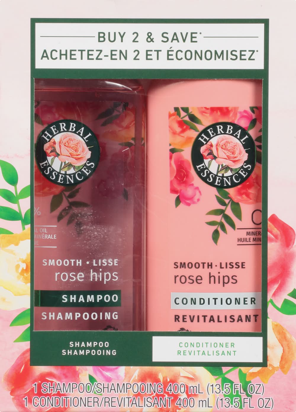 Herbal Essences Smooth-Lisse Rose Hips Shampoo & Conditioner Set (2 x 13.5 fl oz)