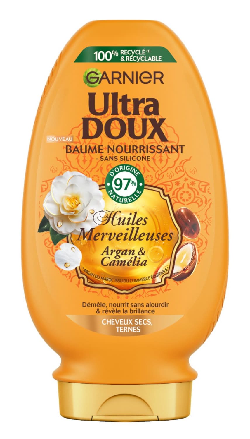 Garnier - Ultra doux après-shampoing baume nourissant cheveux secs argan et camélia (250ml)