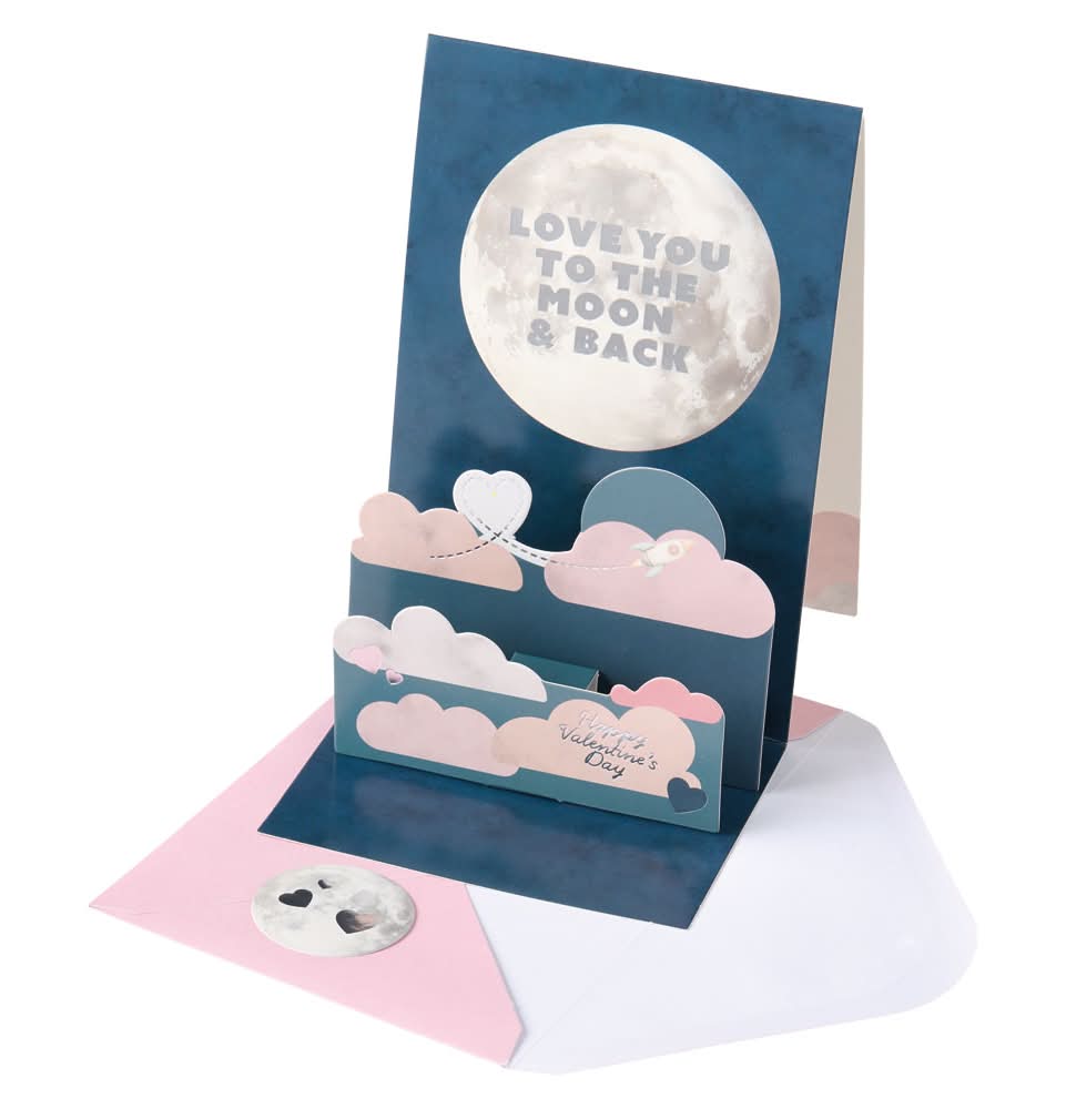 Pembrook Pop Up Valentine's Day Card Moon & Back
