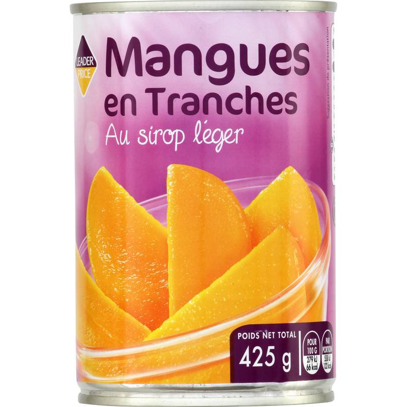 Leader Price - Mangues en tranches au sirop léger (425g)