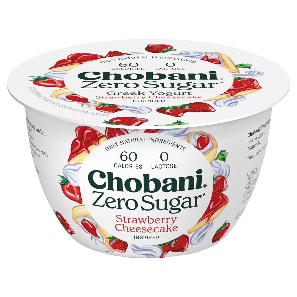 Chobani Zero Sugar Lactose Free Yogurt, Strawberry Cheesecake (5.3 oz)