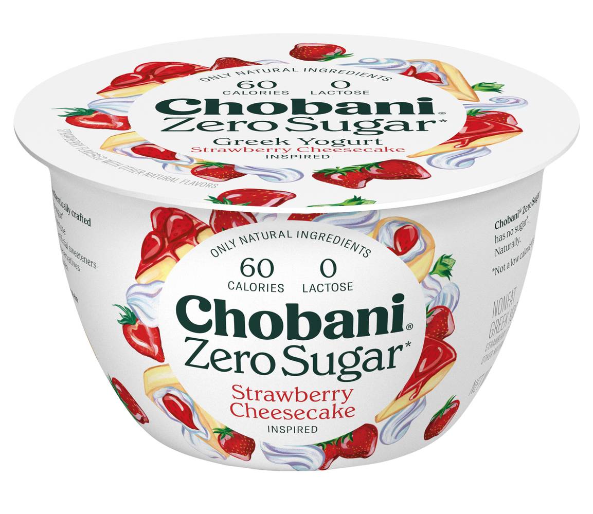 Chobani Zero Sugar Lactose Free Yogurt, Strawberry Cheesecake (5.3 oz)