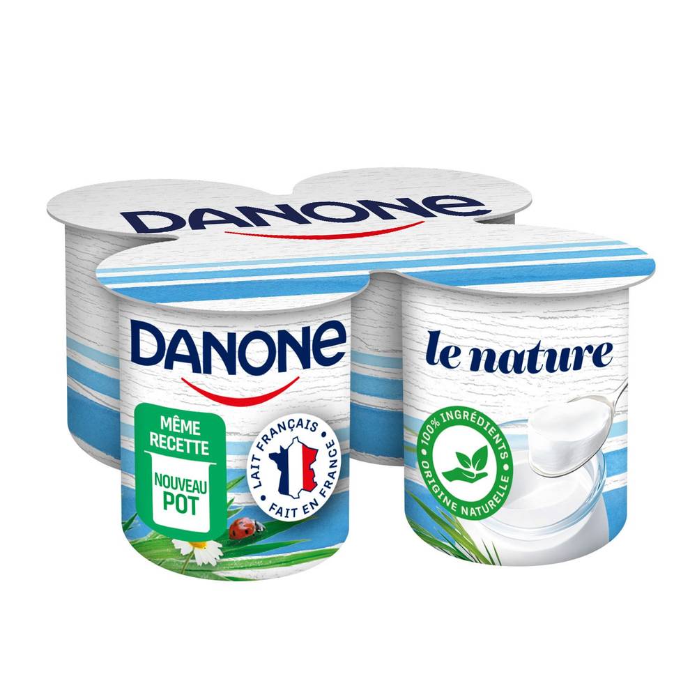 Yaourt nature DANONE - les 4 pots de 125g