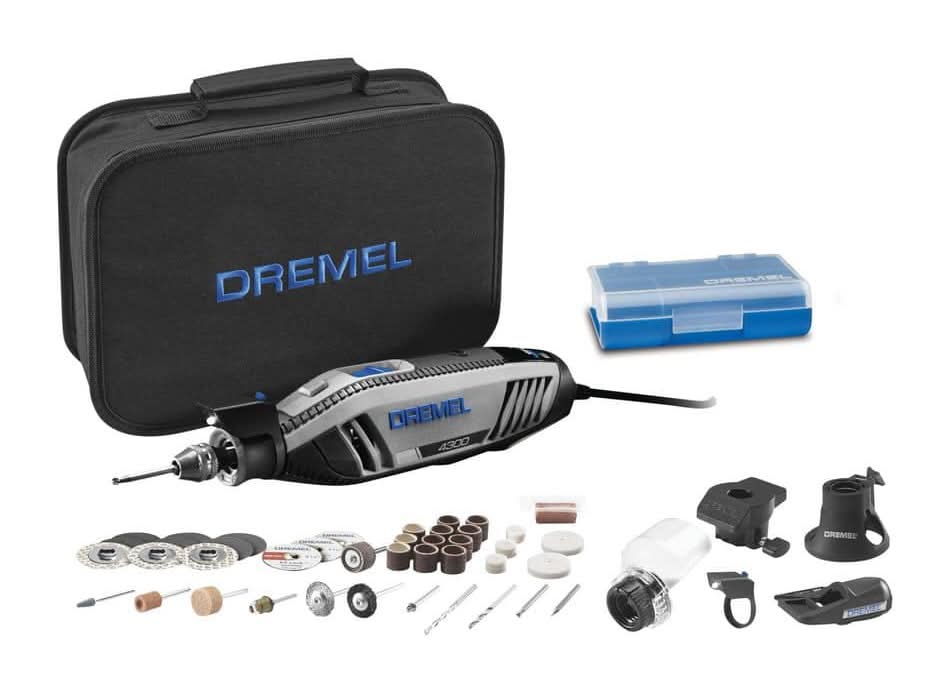 Dremel 4300 Series 1.8 Amp Variable Speed Corded Rotary Tool Kit W/ Mounted Light, 40 Accessories, 5 Attachments, Carrying Case