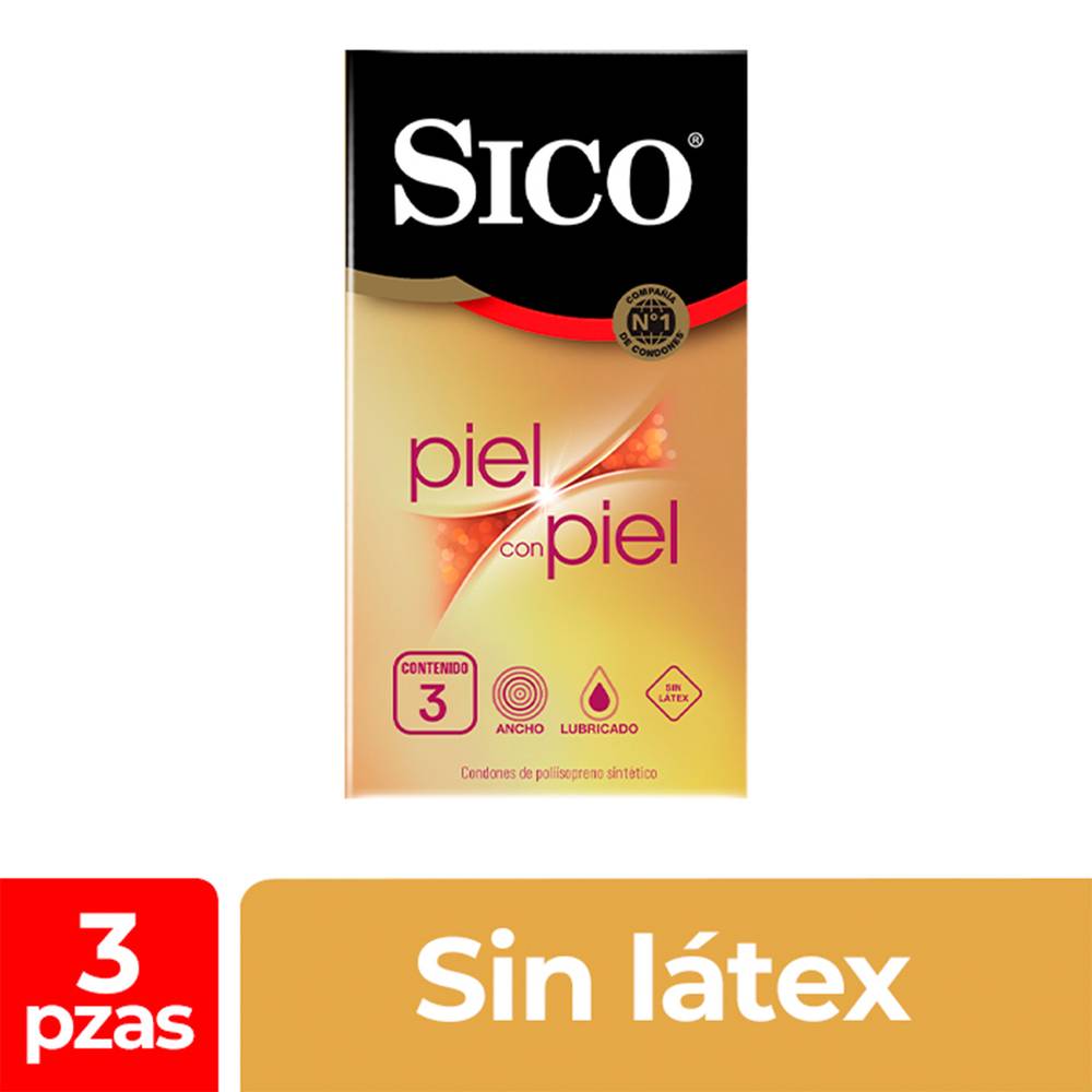 Sico · Condones piel con piel sin látex (3 un)