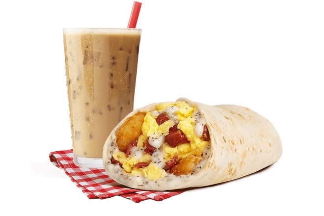 Big Breakfast Burrito and Iced Coffee
