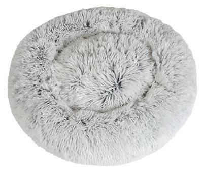 Gray Plush Fur Pet Bed, (24")