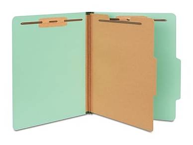 Staples® 60% Recycled Pressboard Classification Folder, 1-Dividers, 2 Expansion, Letter Size, Green, 5/Pack (535690/TR535690)