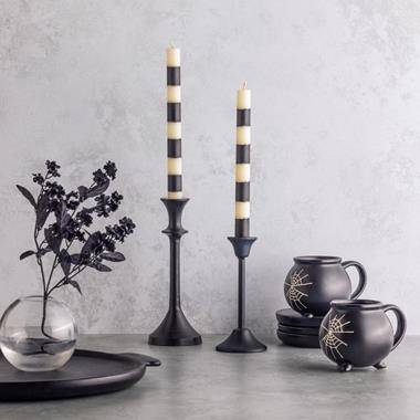 Black and White Taper Candles, Set of 2