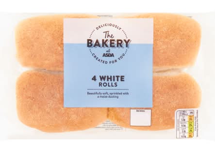 The Bakery at ASDA White Rolls (4 pack)