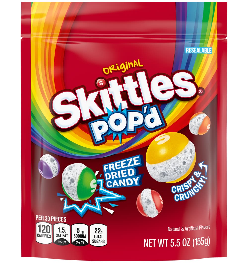 Skittles Pop'd Freeze Dried Candys, Original (5.5 oz)