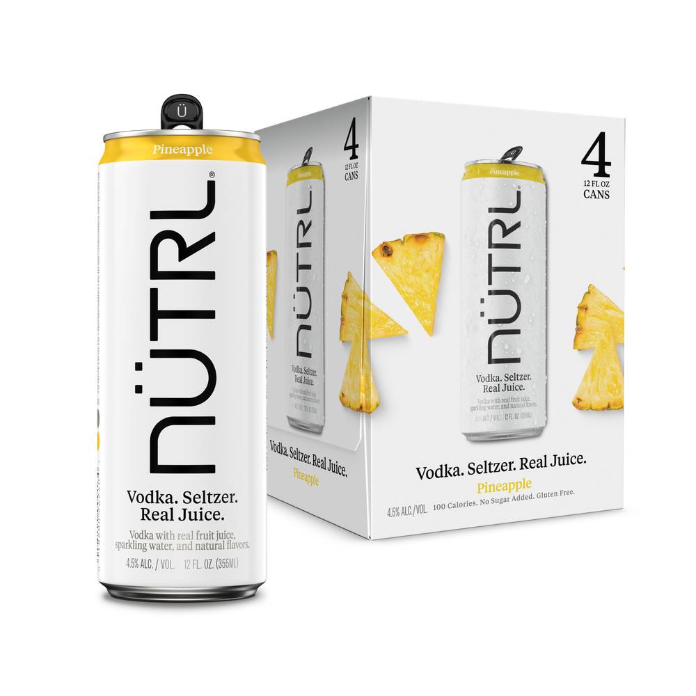 Nütrl Pineapple Vodka Seltzer (4 pack, 12 fl oz)