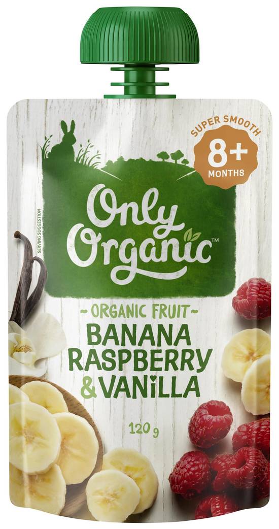 Only Organic Banana Raspberry & Vanilla Baby Food Pouch 8+ Months 120g