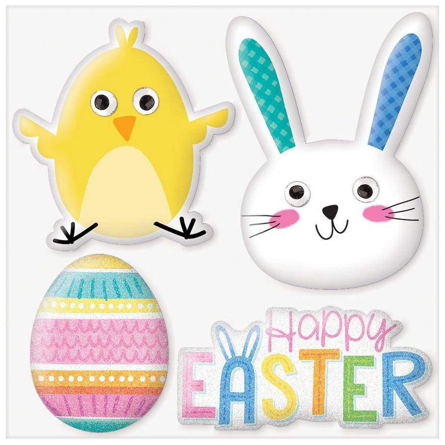 Easter Plastic Puffy Stickers, 4ct