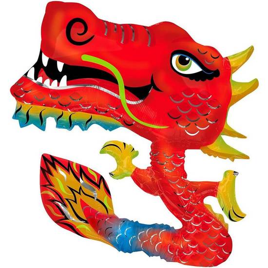 Uninflated Foil Chinese New Year Dragon Balloon, 40in