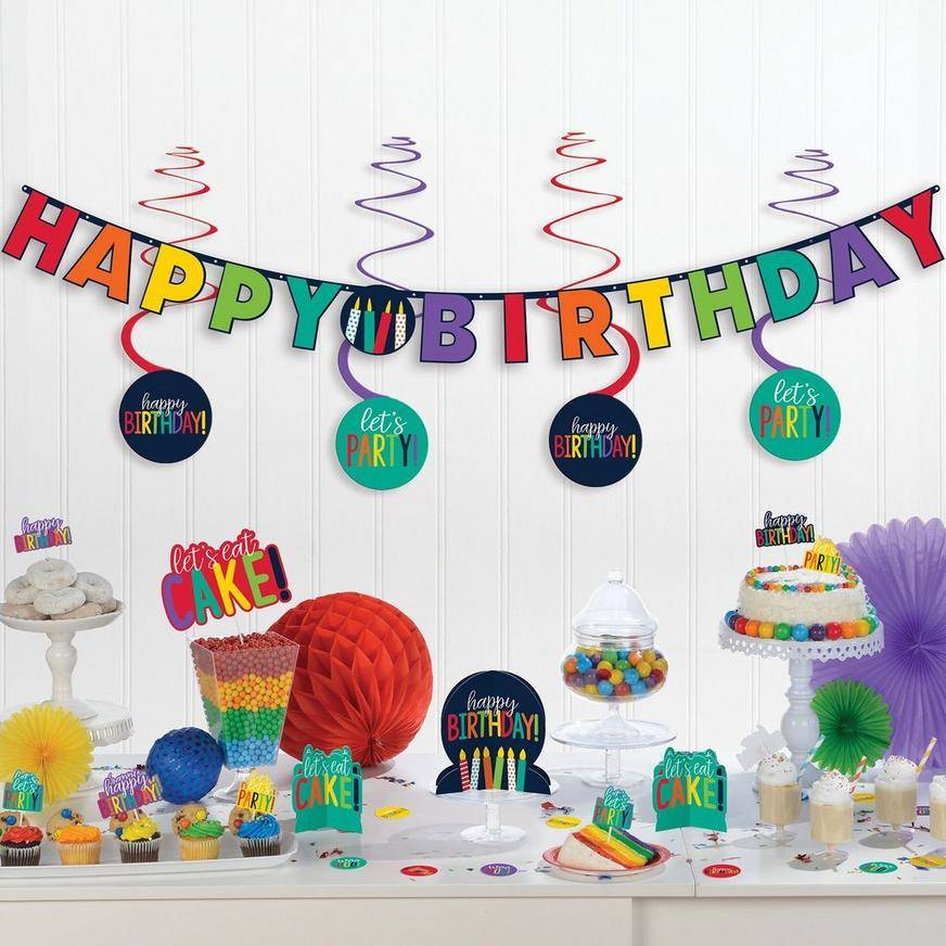 Party City Rainbow Birthday Cardstock Room Decorating Kit (unisex)