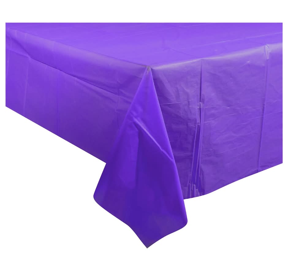Plastic Table Covers, 9x4.5 ft, Purple