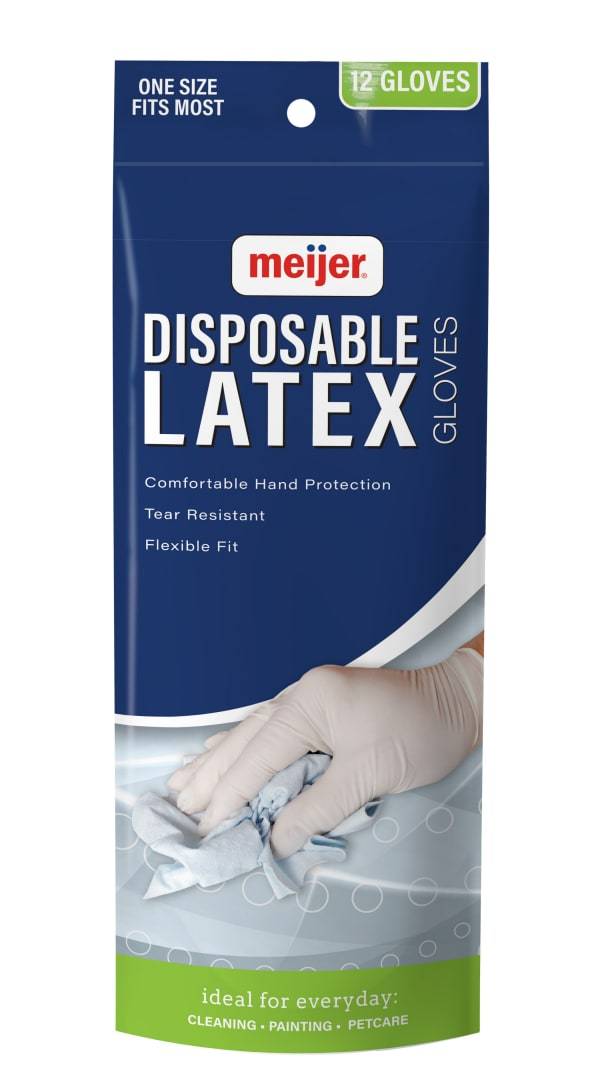 Meijer Disposable Latex Gloves One Size Fits Most (12 ct)