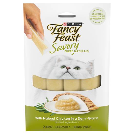 Purina Fancy Feast Squeezable Tube Savory Puree Naturals With Natural Chicken in a Demi Glace Cat Treats